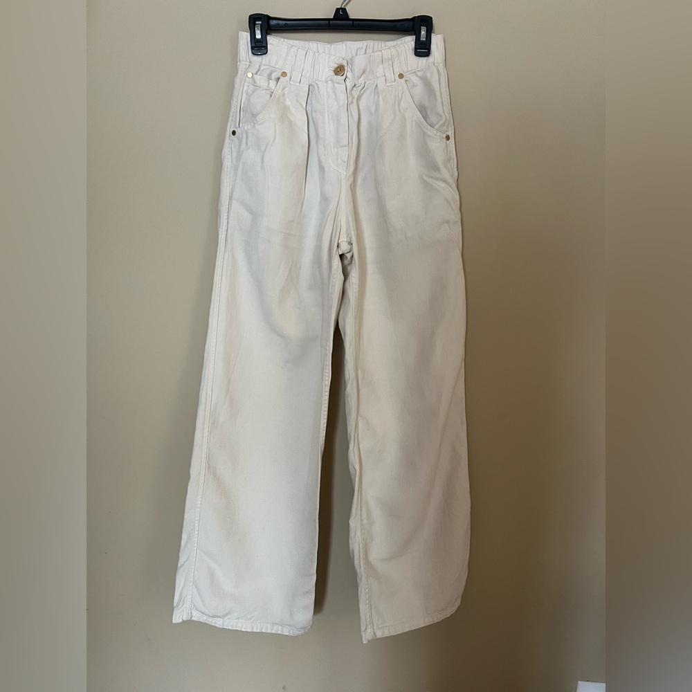 Brunello Cucinelli Cream Wide Leg Pants - Picture 3 of 11